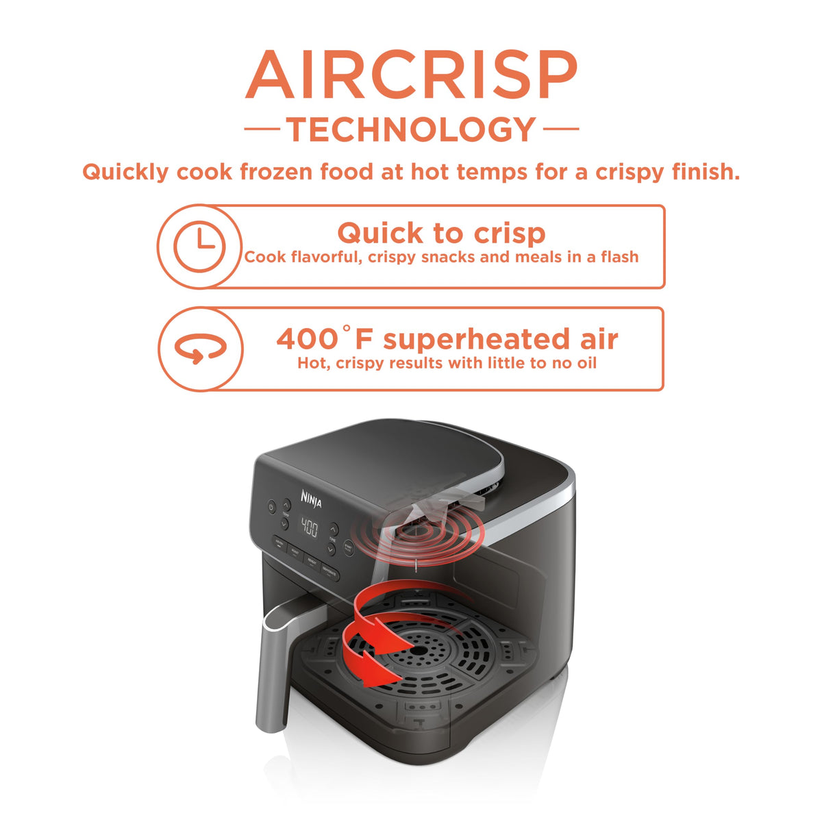Ninja Air Fryer Pro crisper plate visible for even browning and easy cleaning