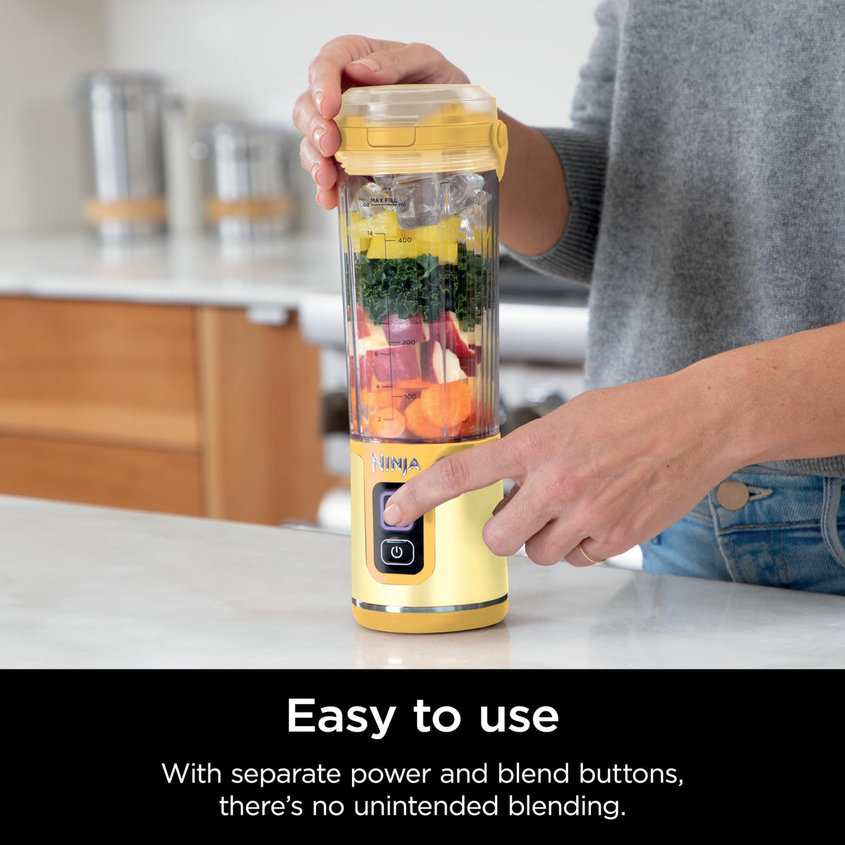 Ninja Blast dishwasher-safe vessel and lid simplify cleaning.