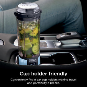 Ninja Blast sip lid with carrying handle enables easy to-go sipping
