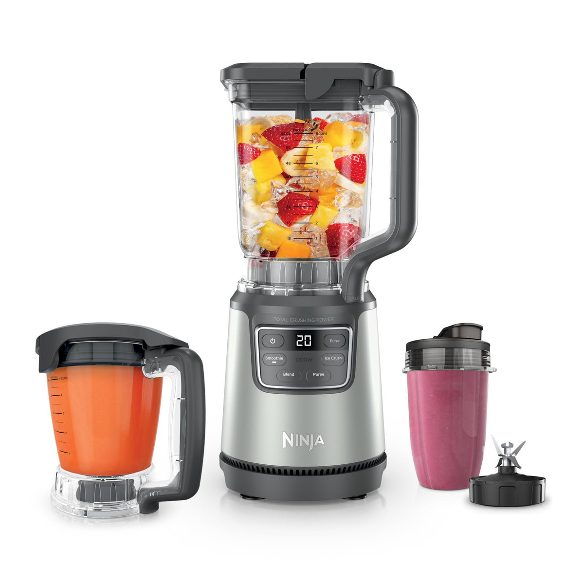 Ninja BlendPro 72oz pitcher crushing ice for frozen drinks.