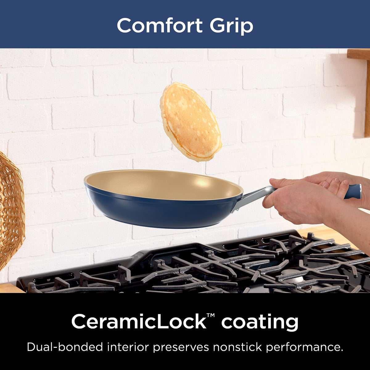 Ninja ceramic-lock coating close-up demonstrates durable nonstick performance.