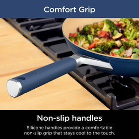 Ninja cool silicone handles stay comfy during mitt-free cooking.