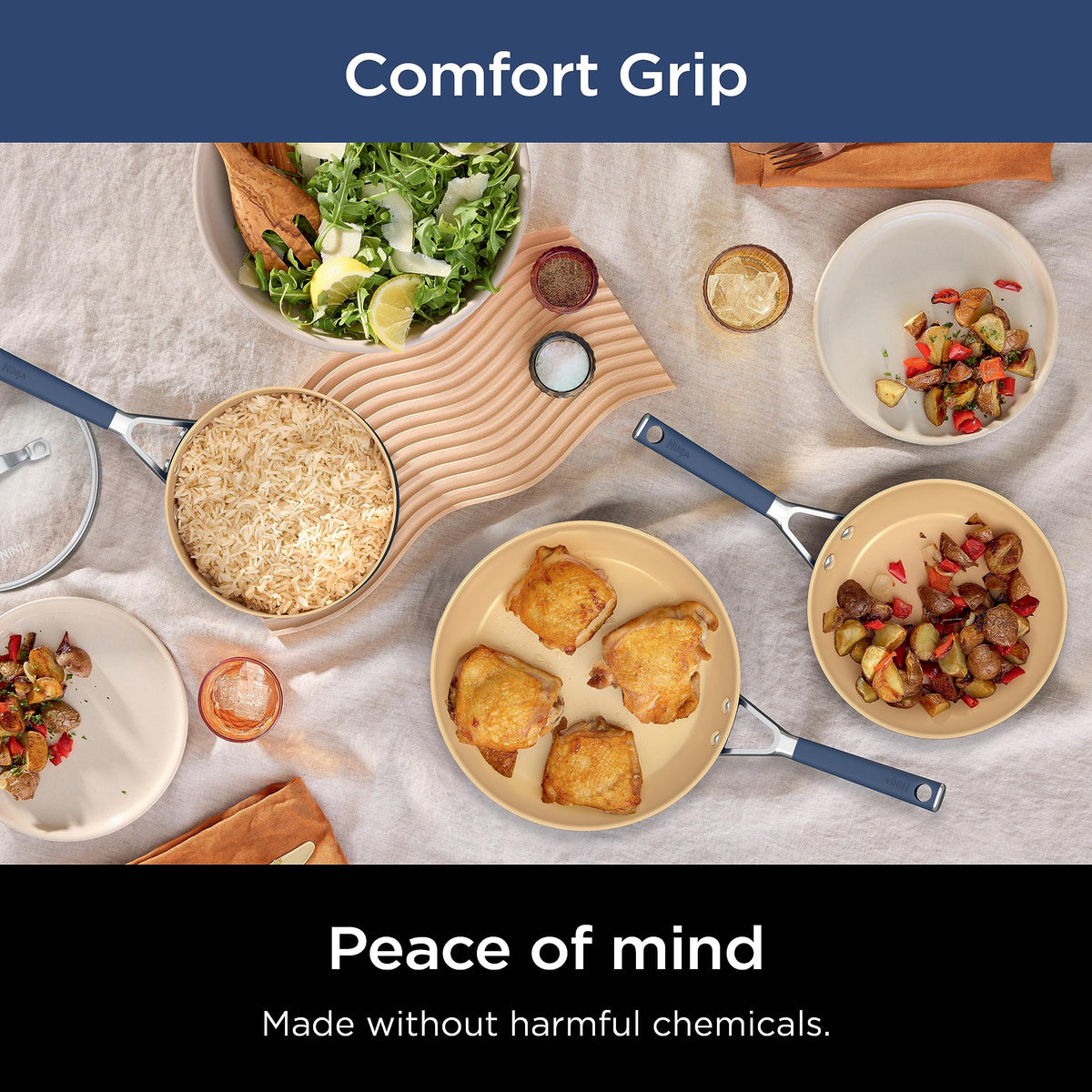 Ninja oven-safe up to 400°F for stovetop-to-oven versatility.
