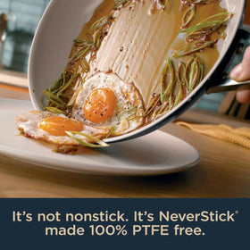 Ninja Ceramic Pro pan handle closeup highlights sturdy stainless steel handle and grip.