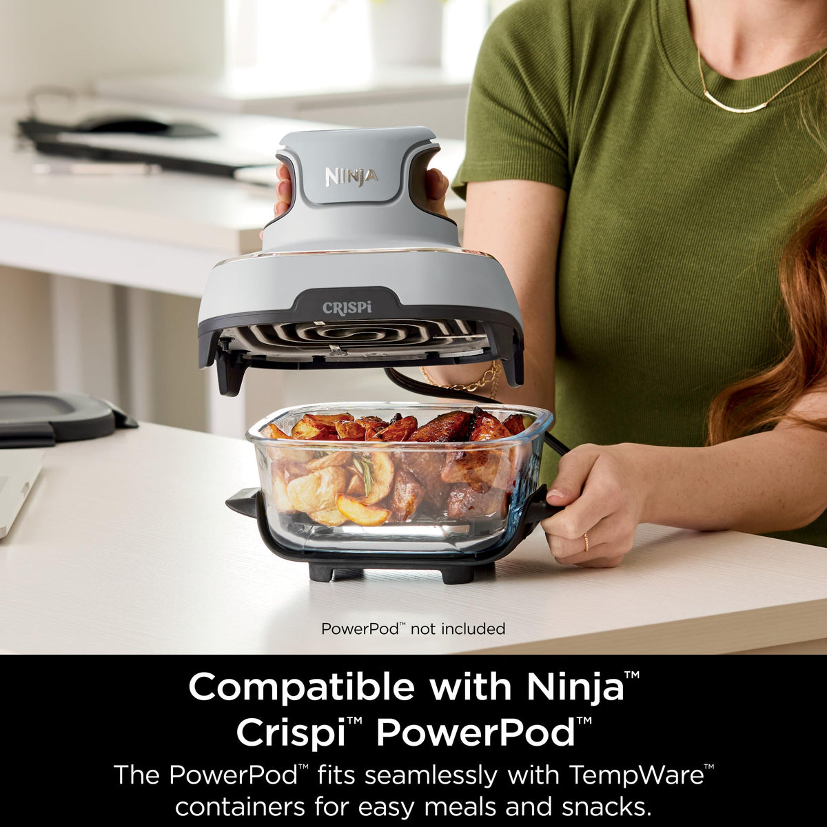 Ninja CleanCrisp 6-Cup glass container ideal for marinating and meal prep