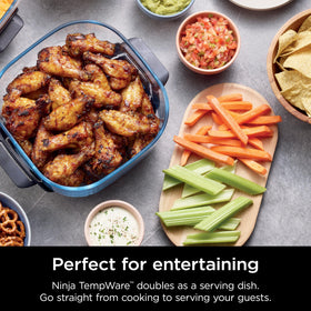 Ninja CleanCrisp container handles enable easy transport to table.