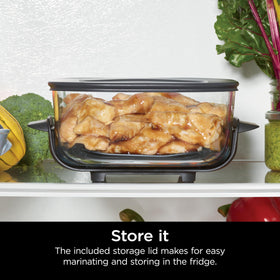 Ninja CleanCrisp glass container suitable for freezing leftovers.