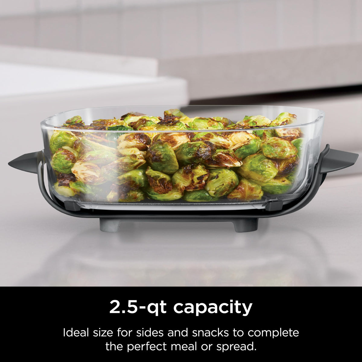 Ninja CleanCrisp lid with tight seal keeps leftovers fresh.