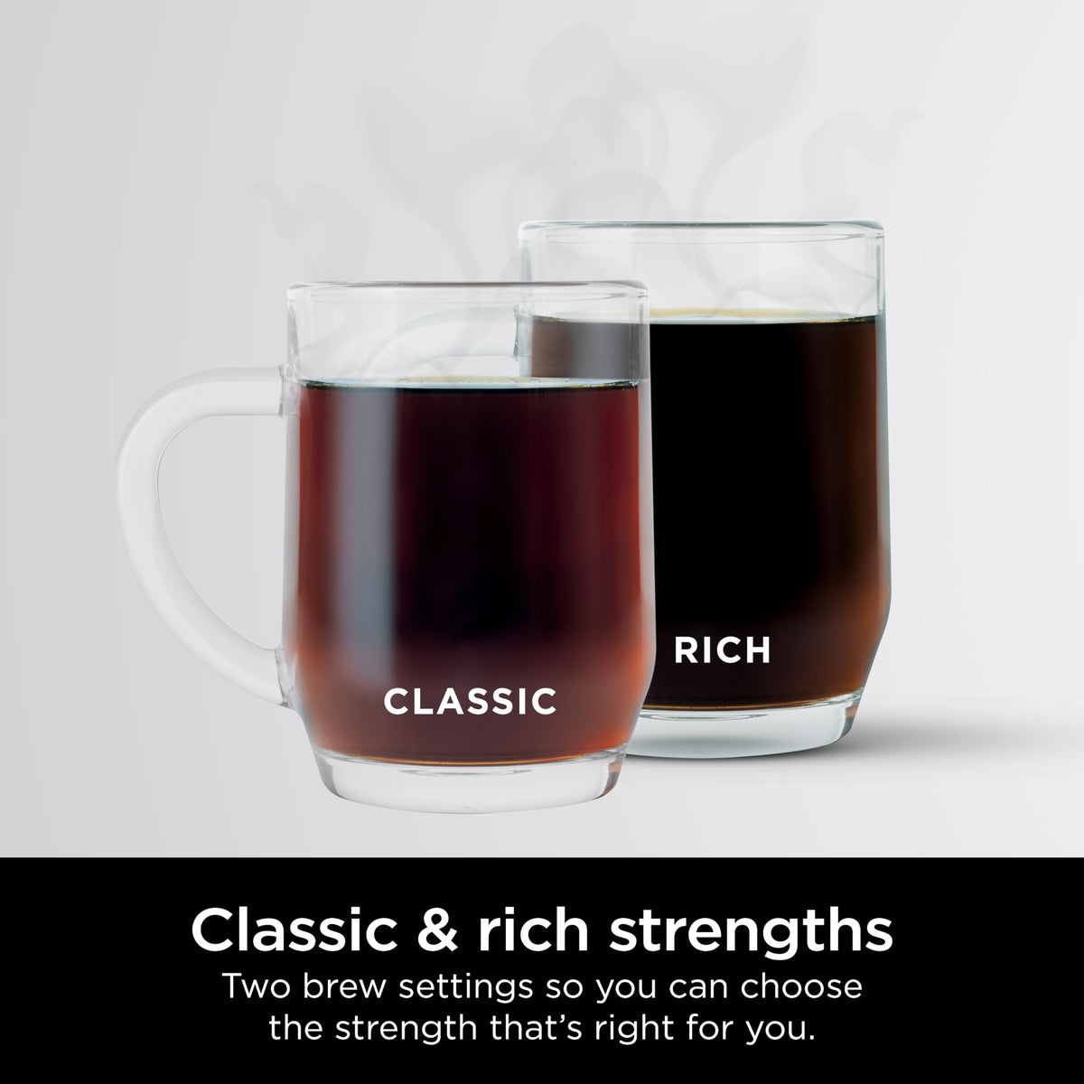 Ninja coffee brewer showing two brew styles for customizable flavor.
