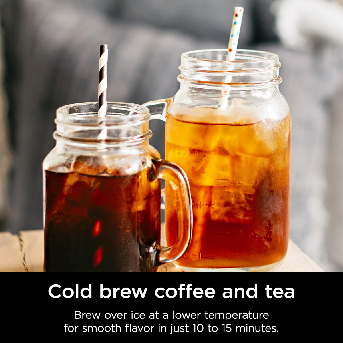 Ninja CP307 separate baskets keep coffee and tea flavors cleanly distinct for precise brewing.