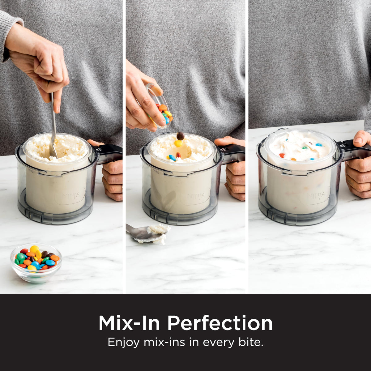 Ninja CREAMi seven-program panel for versatile dessert options.