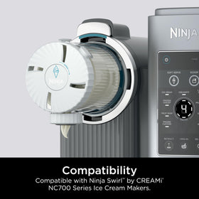 Ninja Swirl NC700 compatibility label highlights unit compatibility for proper use.