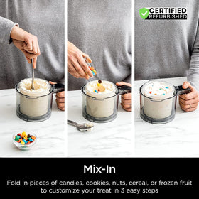 Ninja CREAMi Deluxe easy three-step setup for quick dessert creation.