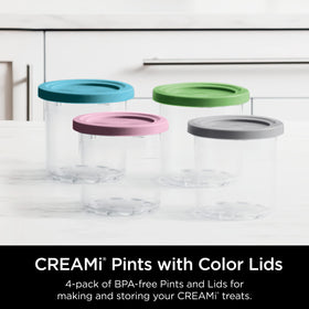 Ninja CREAMi Original gray lid pint simplifies sharing treats.