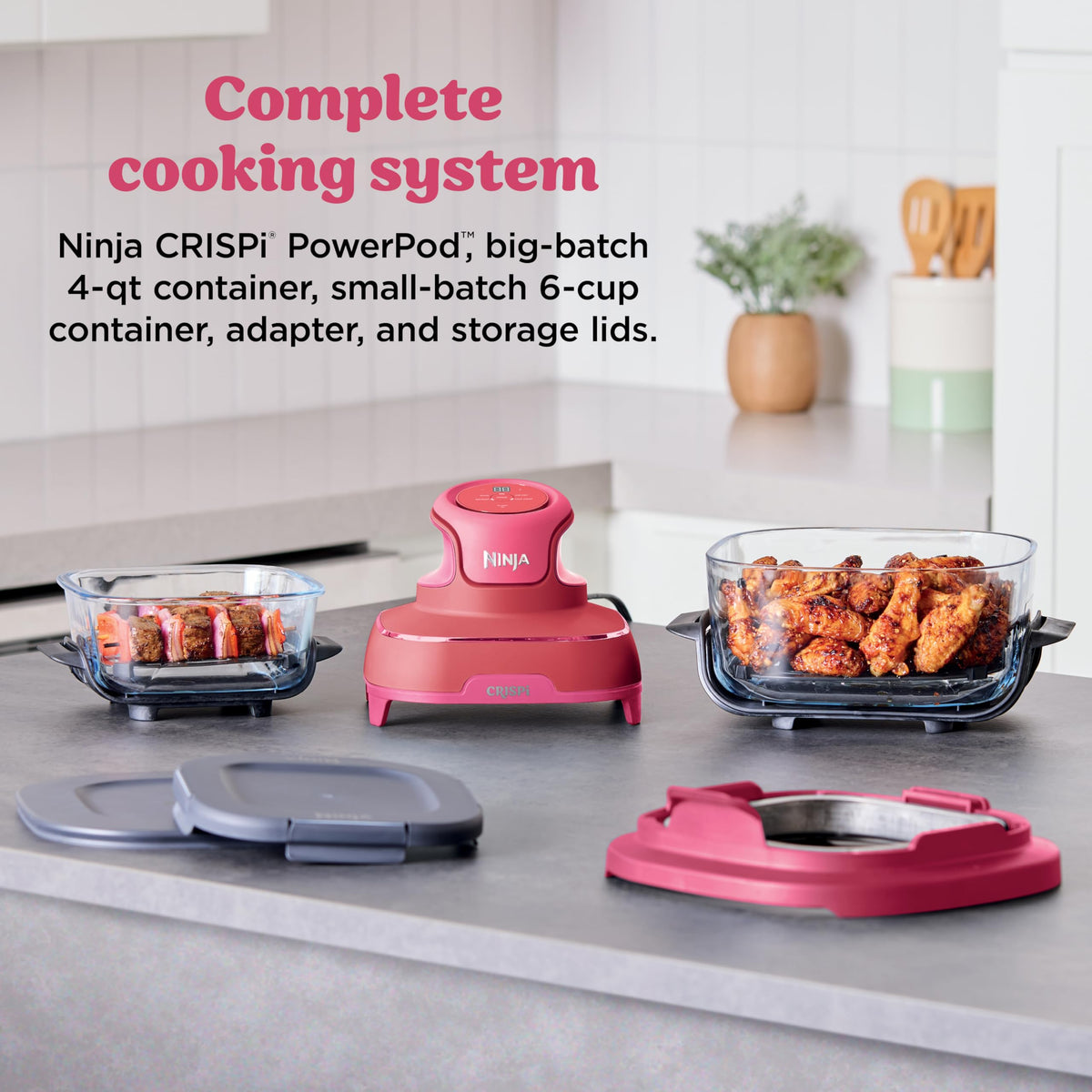 Ninja Crispi 4-Qt Glass Container supports family-size servings and easy cleanup.