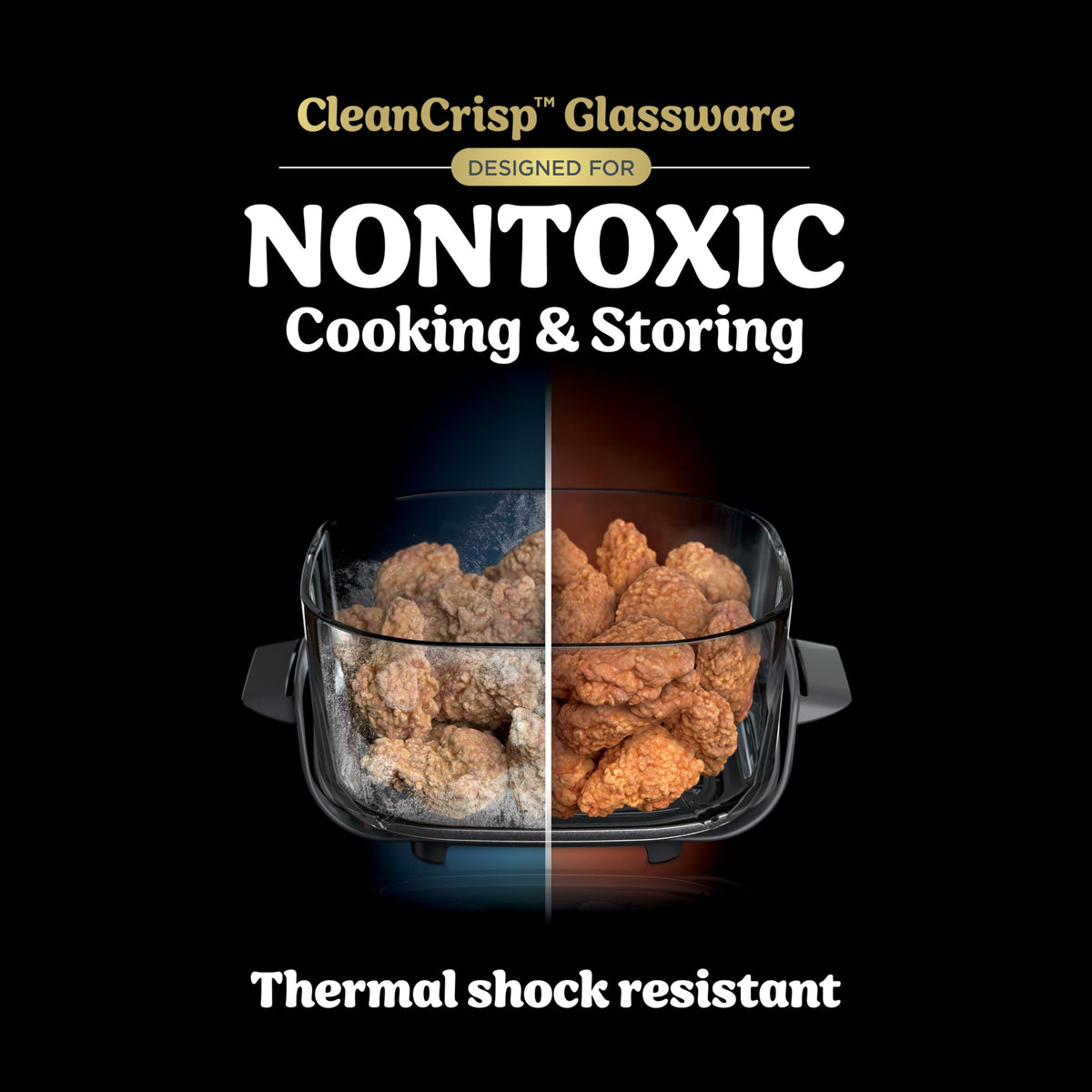 Ninja Crispi 4-qt glass container fits family batches.
