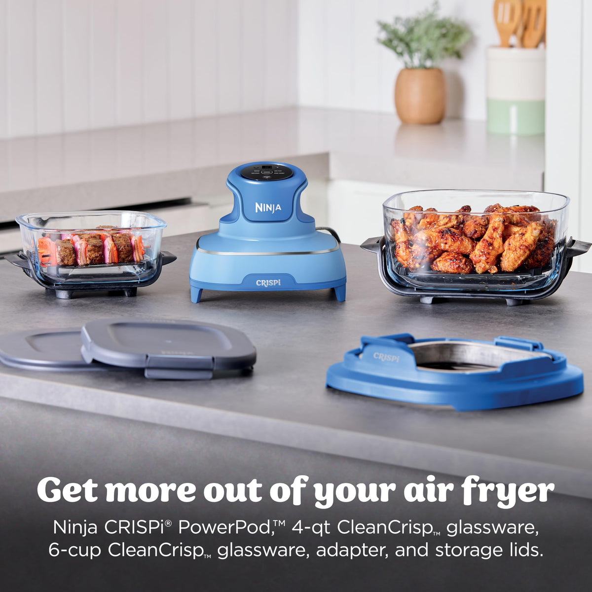 Ninja Crispi 4-qt glass container ready for family meals