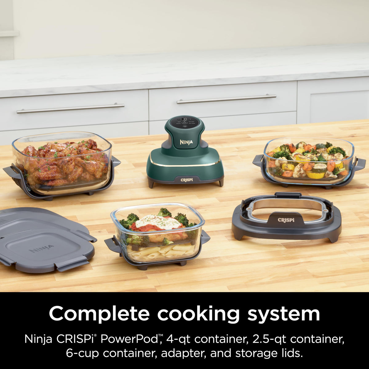 Ninja Crispi 6-cup glass container ready for personal meals.