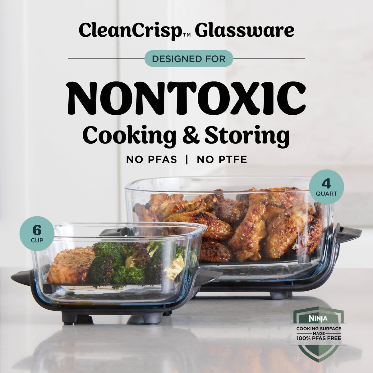 Ninja Crispi crisper plate in action delivering a crispy texture.