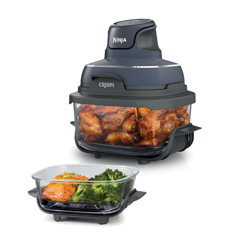 Ninja Crispi powerpod and glass containers assembled for all-in-one cooking flexibility.