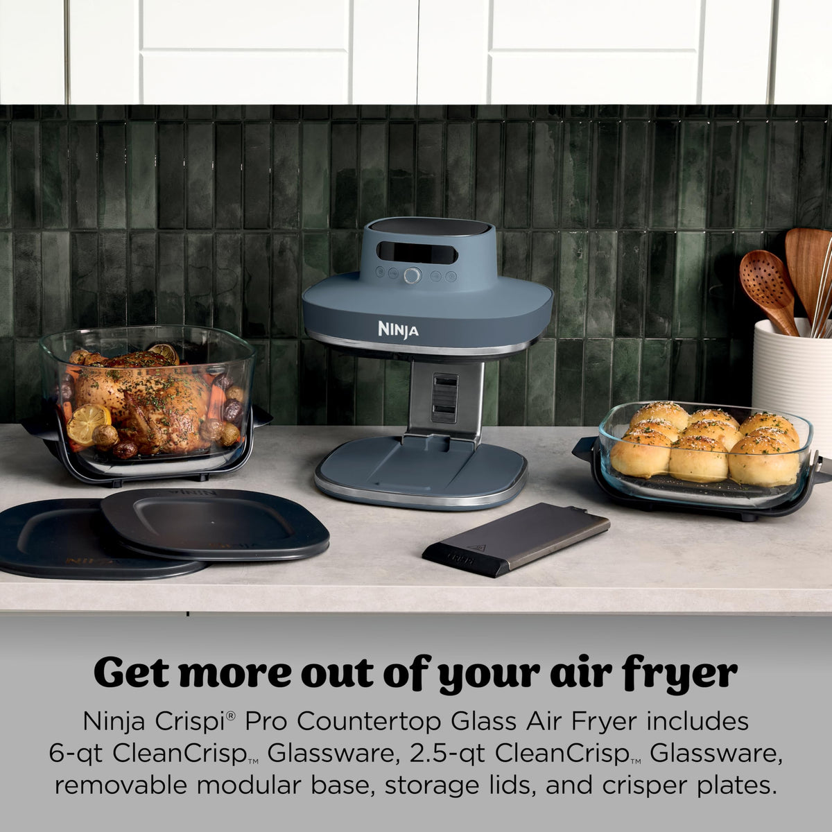 Ninja Crispi Pro 2.5qt glassware ideal for small meals.