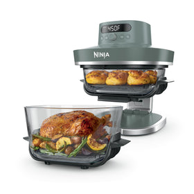 Ninja Crispi Pro 6-qt glassware shown for large-batch cooking and entertaining.