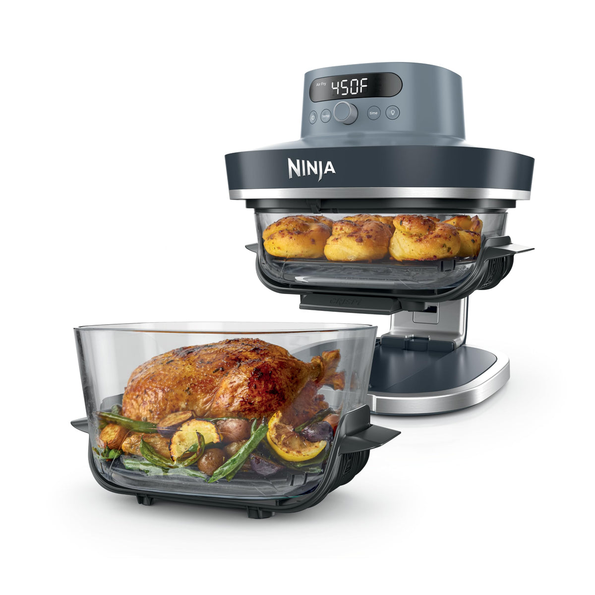Ninja Crispi Pro 6qt CleanCrisp glassware for large portions.