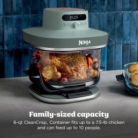 Ninja Crispi Pro thermally shock-resistant glass for durable, safe heating.