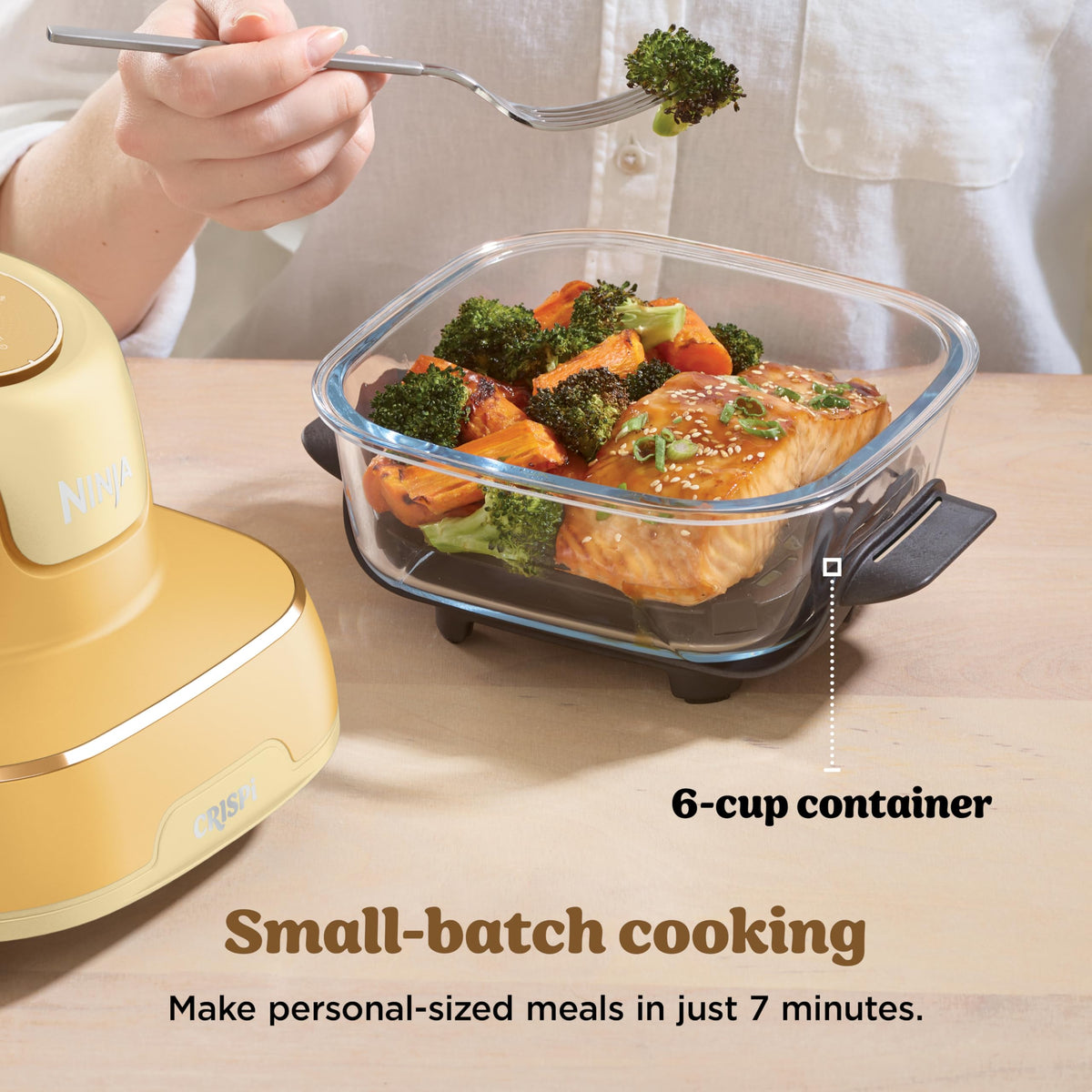 Ninja Crispi storage nest keeps accessories neatly organized.