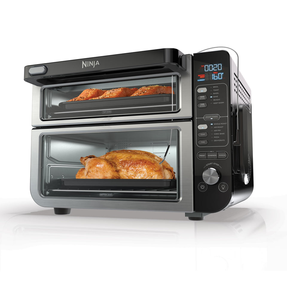 Ninja DCT451 FlexDoor open showing two ovens for simultaneous meals