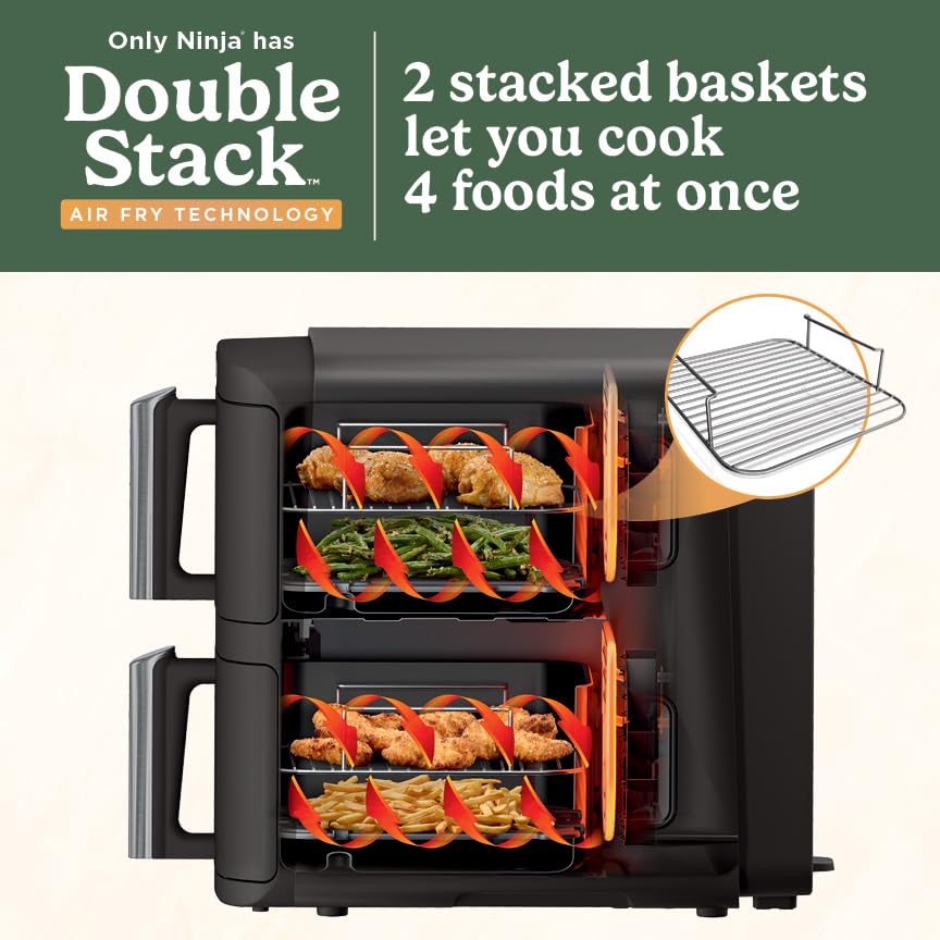 Ninja DoubleStack two baskets setup showing two-food capability