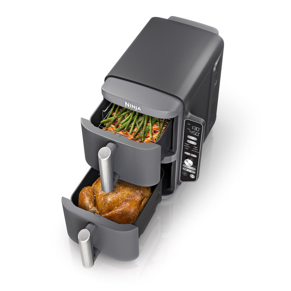 Ninja DoubleStack XL under-cabinet setup saves counter space for small kitchens