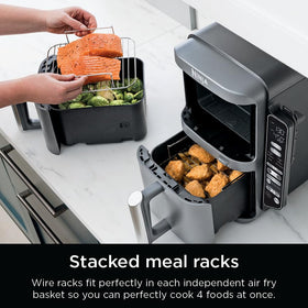 Ninja 6-in-1 modes: Air Fry, Air Broil, Roast, Bake, Reheat, Dehydrate.