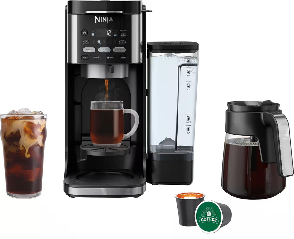 Ninja DualBrew Pro hot-coffee-brew setup supports versatile home use.