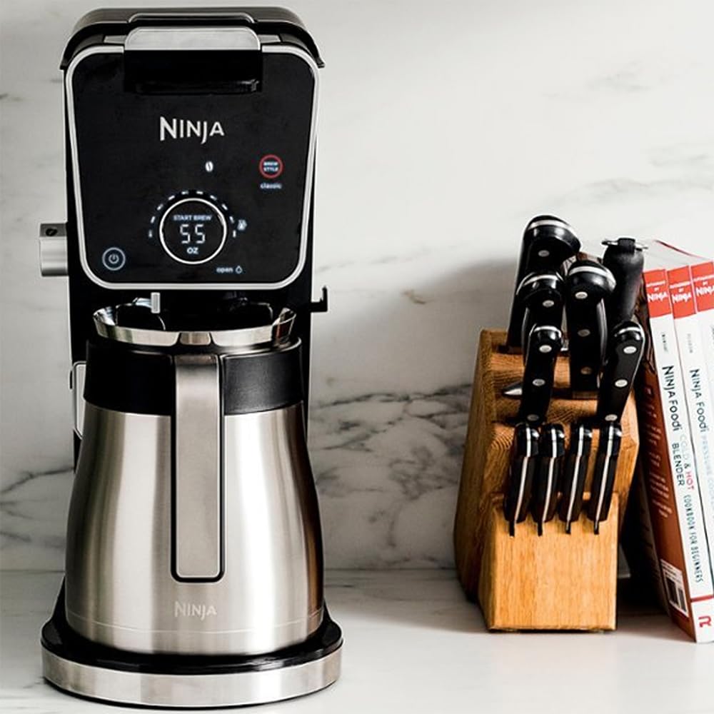 Ninja DualBrew Pro hot-water system enables quick soups and oatmeal.