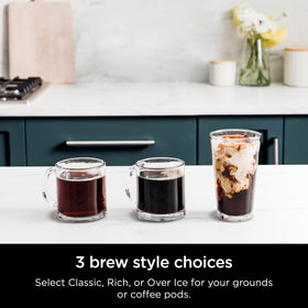 Ninja DualBrew Pro iced-coffee-brew over ice preserves flavor.