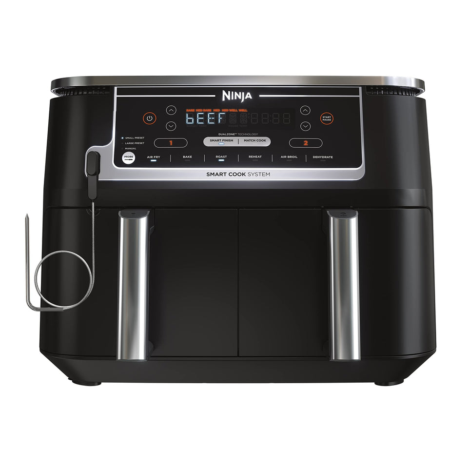 Ninja DZ550 dualzone air fryer with two baskets for simultaneous cooking
