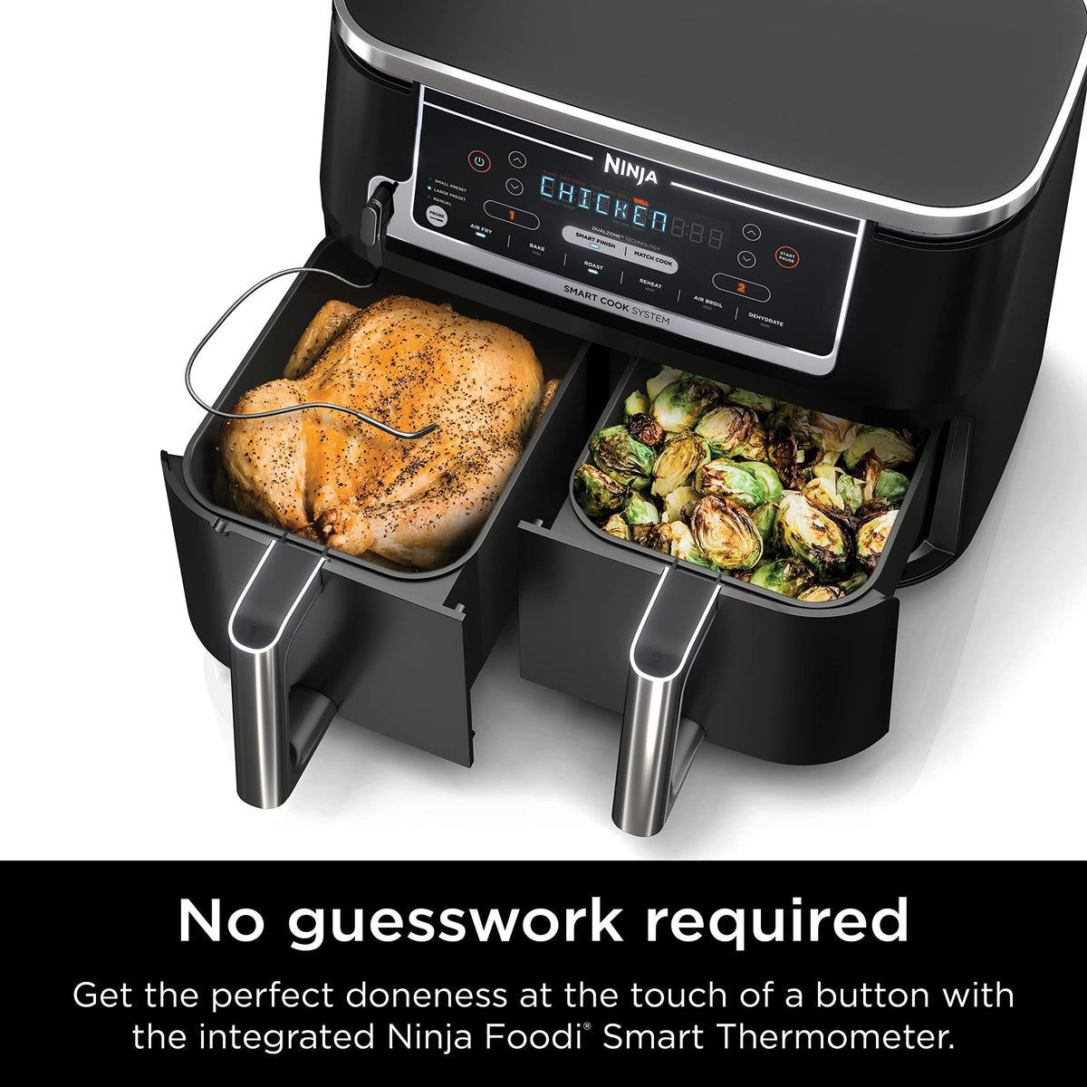 Wide 105°F–450°F range supports roasting, baking, and dehydrating