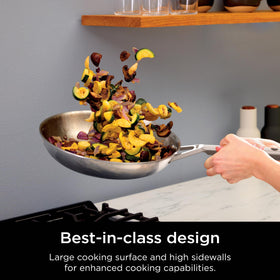 Ninja EverClad wide cooking surface supports multitask meals with even heat distribution.