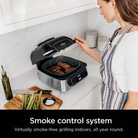 Ninja Foodi Indoor Grill transforms frozen foods to char-grilled quickly.
