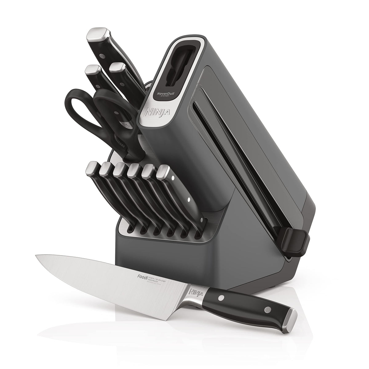 Ninja Foodi NeverDull block with built-in sharpener ready for edge refresh.