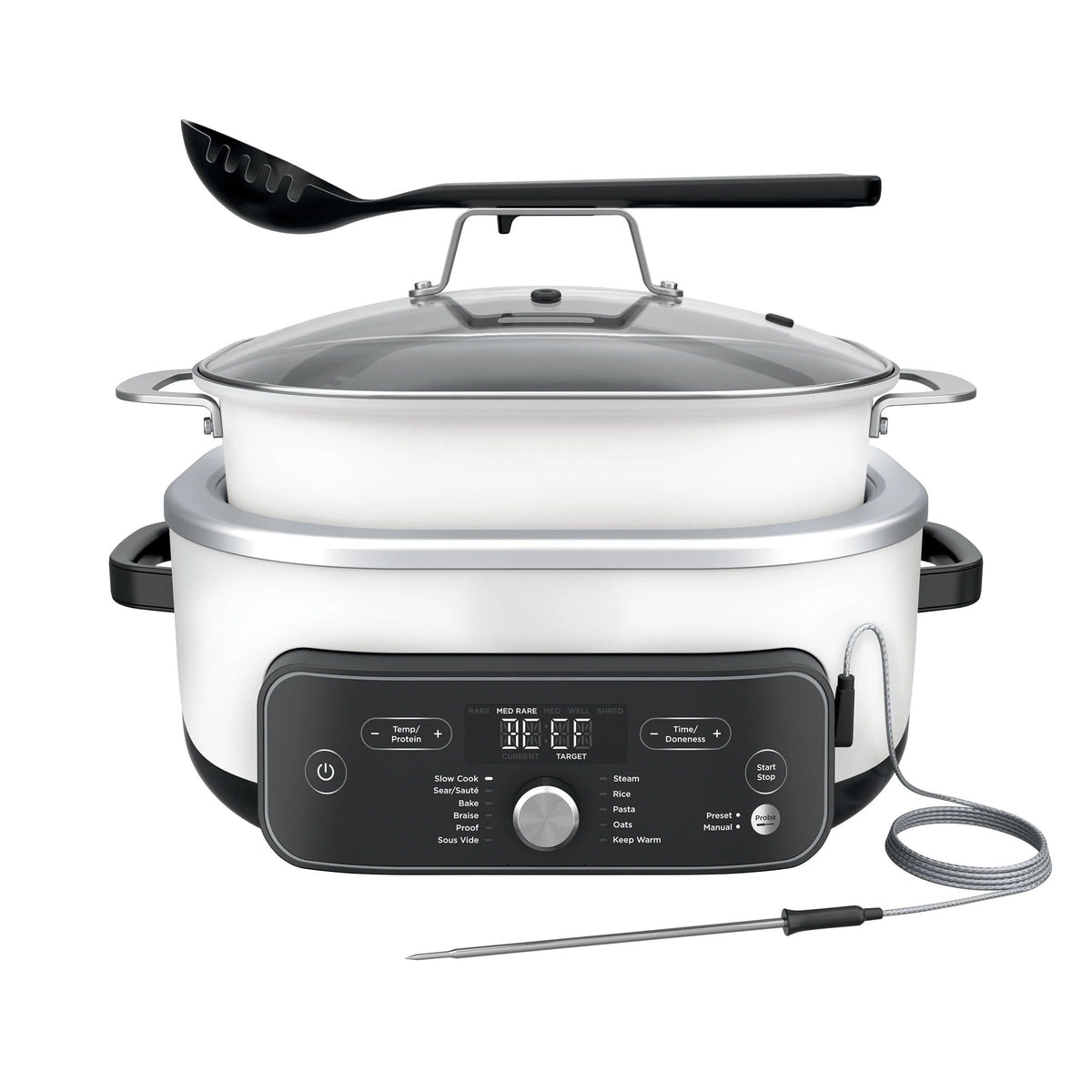 Ninja Foodi PossibleCooker Pro Plus front view showing compact design for flexible kitchen placement.