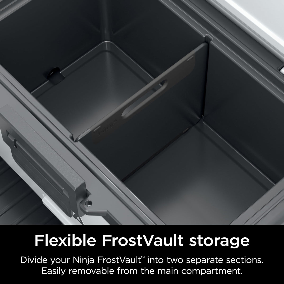 Ninja FrostVault easy-clean divider lifts out for quick maintenance.