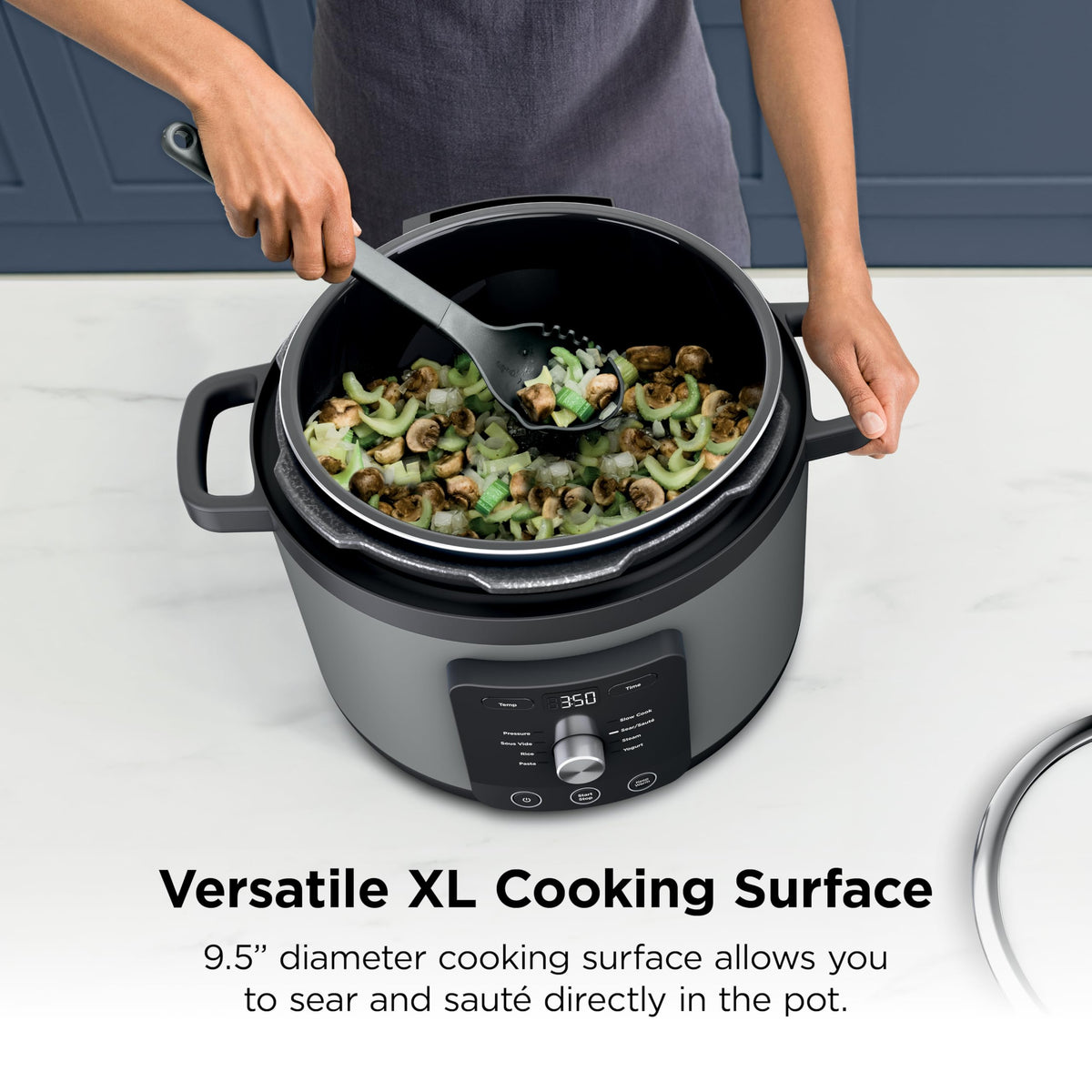 Ninja HyperHeat 9-in-1 steam mode for tender vegetables and fish.