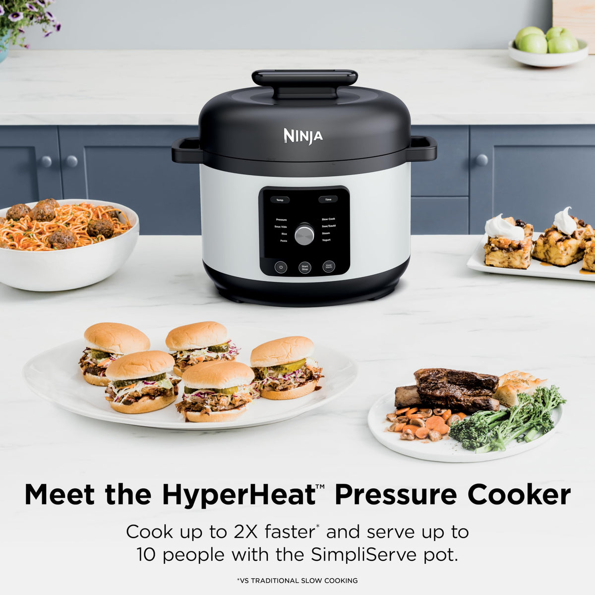 Ninja HyperHeat large sear-sauté surface for deep browning in one pot