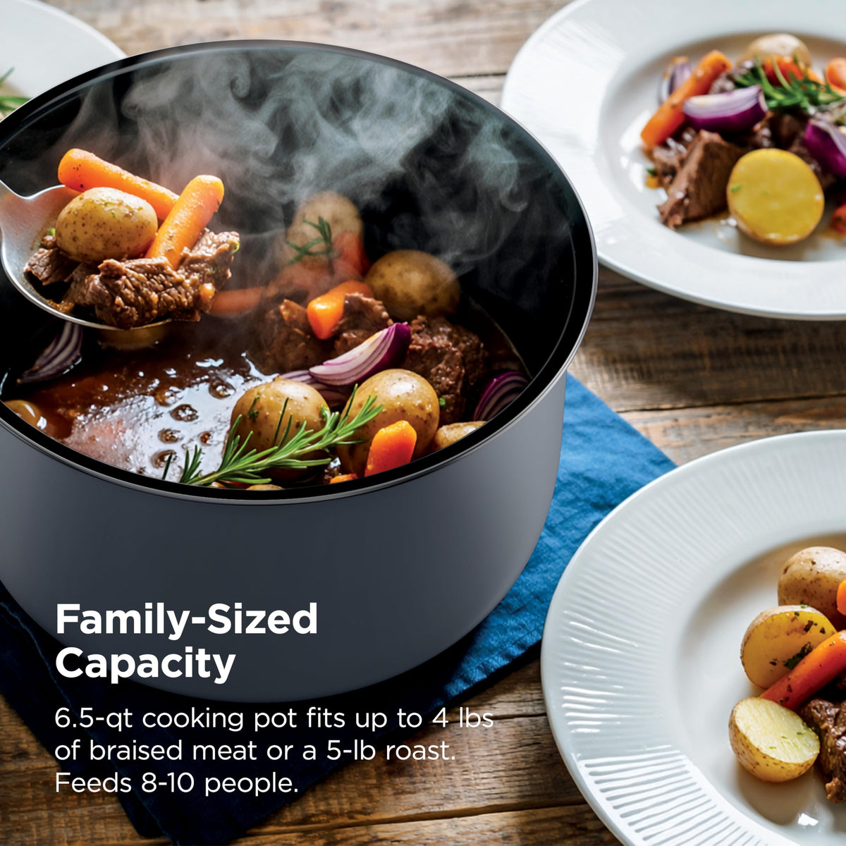 Ninja HyperHeat PFAS-free ceramic nonstick for easy cleanup.