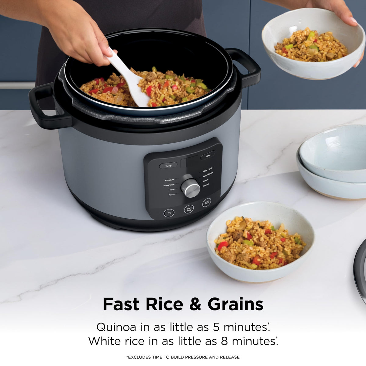 Ninja HyperHeat rapid rice and grains preparation in minutes.