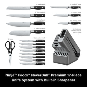 Ninja K32017 8-inch chef knife close-up ready for precise chopping