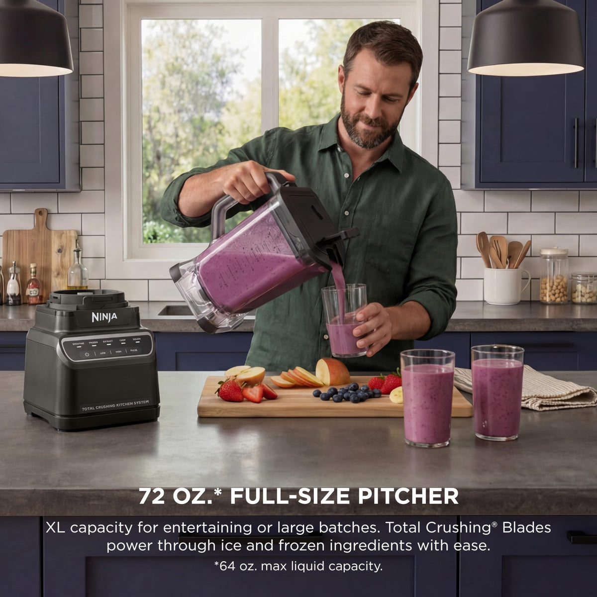 Ninja Kitchen System 18oz single-serve cups for on-the-go drinks.