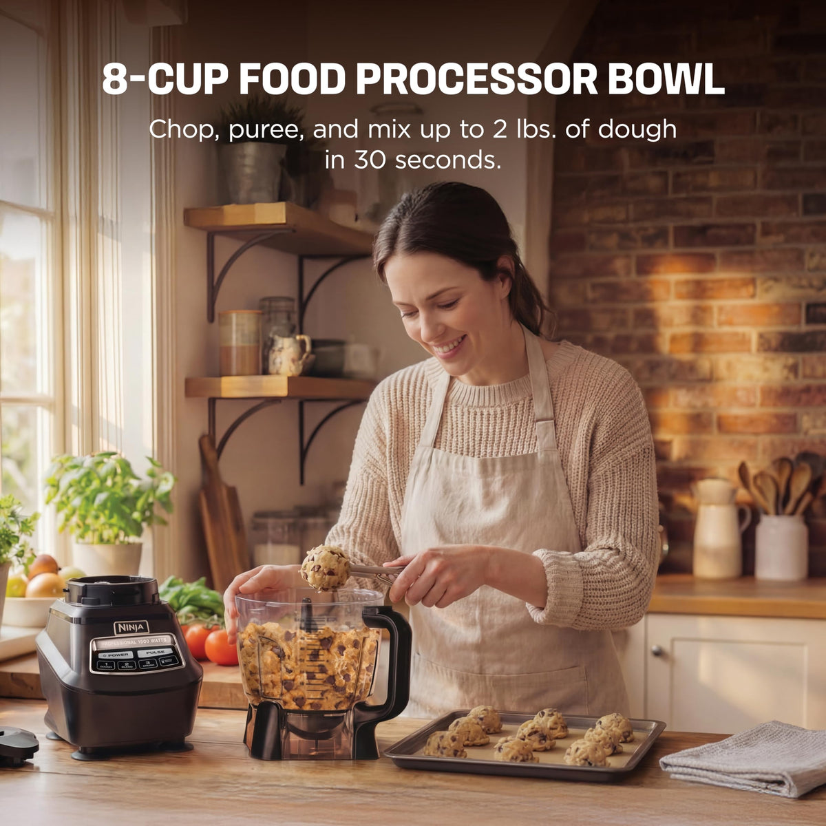 Ninja Kitchen System dough blade mixing up to two pounds.